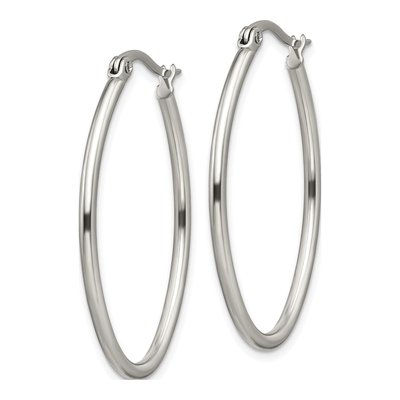 Stainless Steel 35mm Oval Hoop Earrings – view 4
