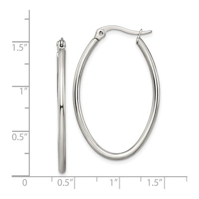Stainless Steel 35mm Oval Hoop Earrings – view 6
