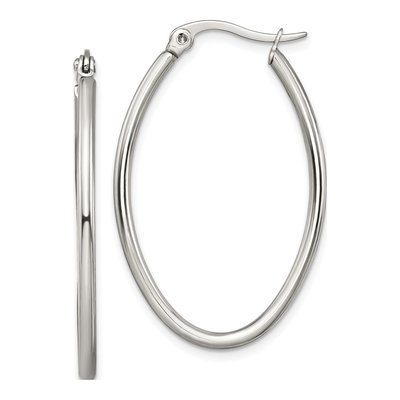 Stainless Steel 35mm Oval Hoop Earrings