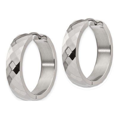 Stainless Steel 24mm Huggie Hoop Earrings – view 3