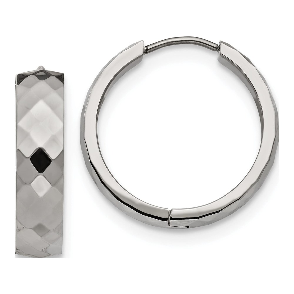 Stainless Steel 24mm Huggie Hoop Earrings