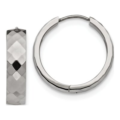 Stainless Steel 24mm Huggie Hoop Earrings