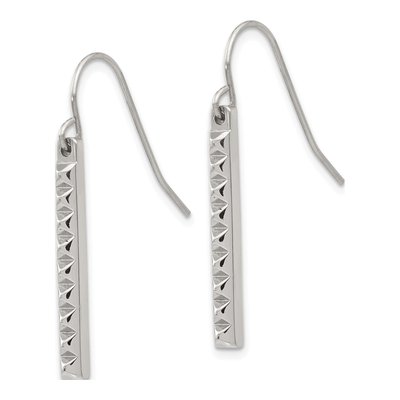 Stainless Steel Studded Bar Dangle Earrings – view 3