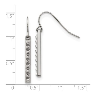 Stainless Steel Studded Bar Dangle Earrings – view 5