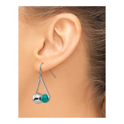 Stainless Steel Turquoise Triangle Dangle Earrings – view 4
