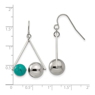 Stainless Steel Turquoise Triangle Dangle Earrings – view 5