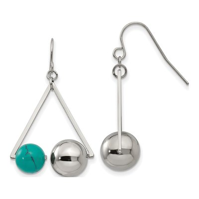 Stainless Steel Turquoise Triangle Dangle Earrings