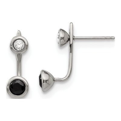 Stainless Steel CZ Dangle Earrings
