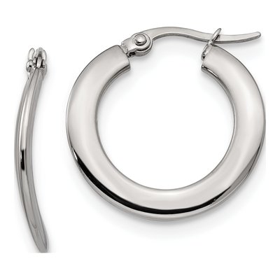 Stainless Steel 25mm Curved Hoop Earrings