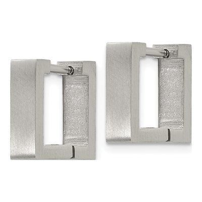 Stainless Steel 11mm Square Huggie Hoop Earrings – view 3