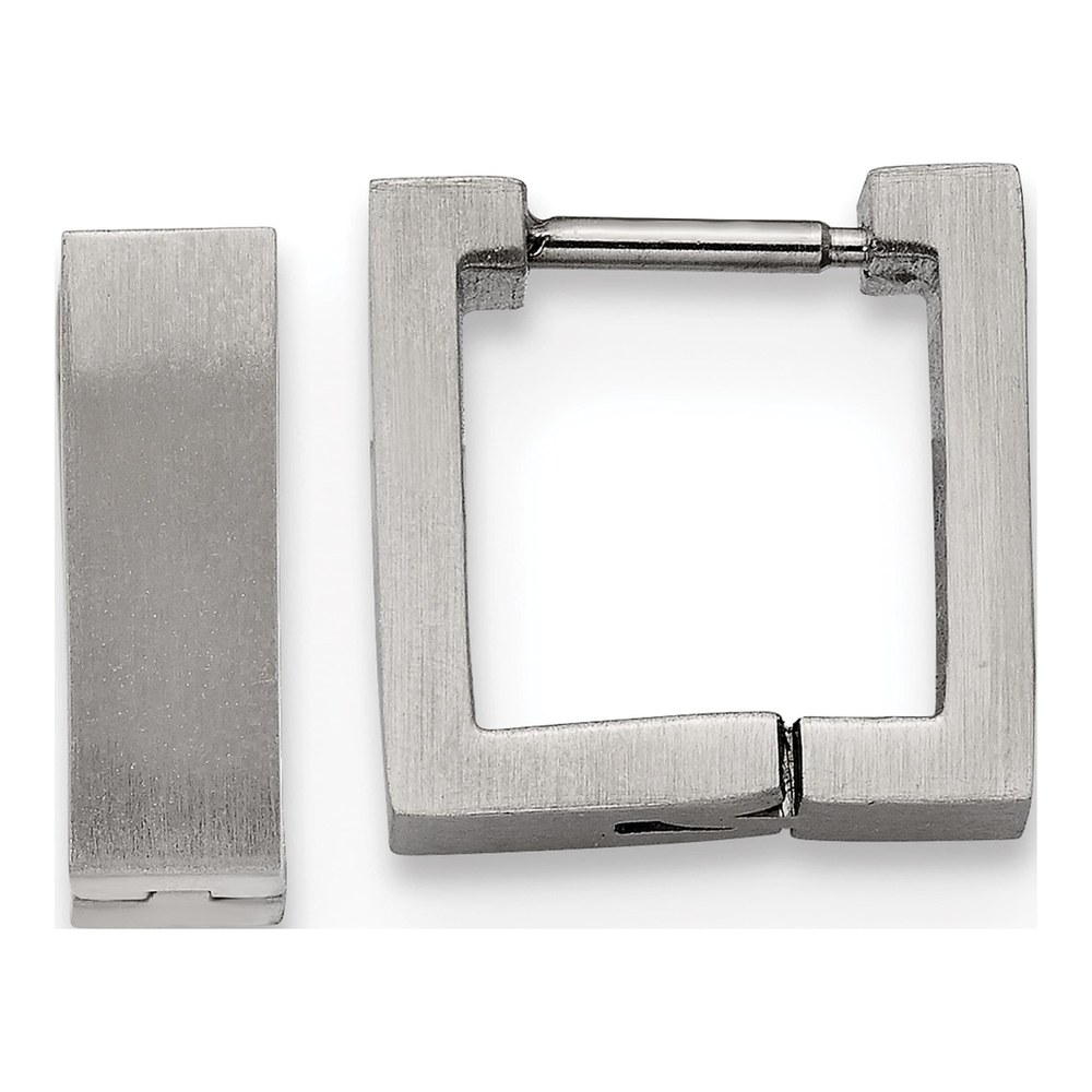 Stainless Steel 11mm Square Huggie Hoop Earrings
