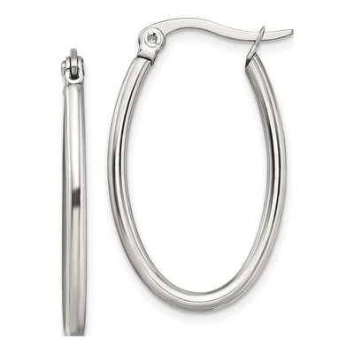 Stainless Steel 26mm Oval Hoop Earrings