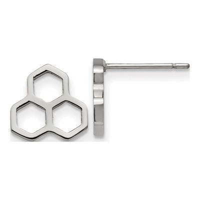 Stainless Steel Honeycomb Stud Earrings