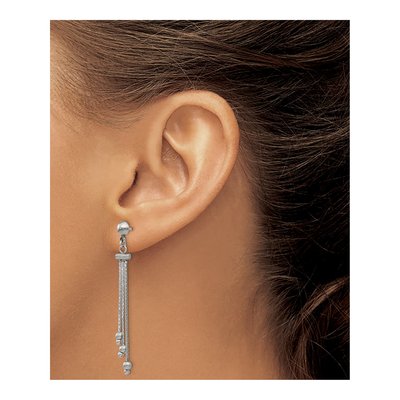 Stainless Steel Beaded Dangle Earrings – view 4