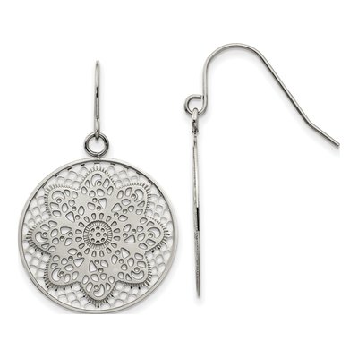 Stainless Steel Flower Cut-Out Dangle Earrings