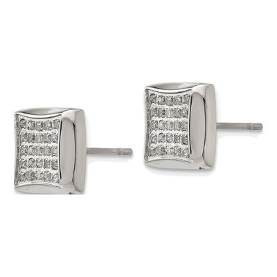 Stainless Steel 1/4 ct tw Diamond Square Stud Earrings – view 3