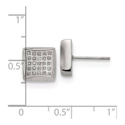 Stainless Steel 1/4 ct tw Diamond Square Stud Earrings – view 5