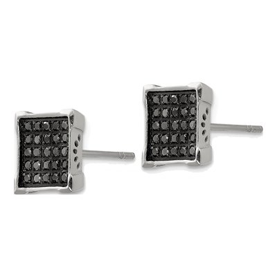 Stainless Steel 1/4 ct tw Round Diamond Square Stud Earrings – view 3