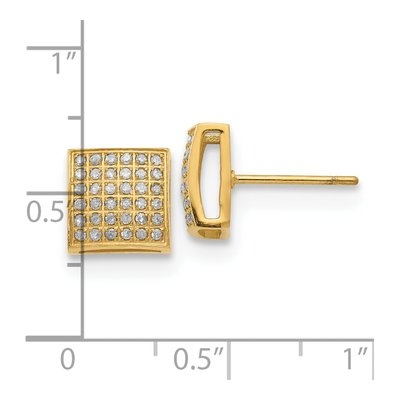 Stainless Steel 3/8 ct tw Round Diamond IP Square Stud Earrings – view 5
