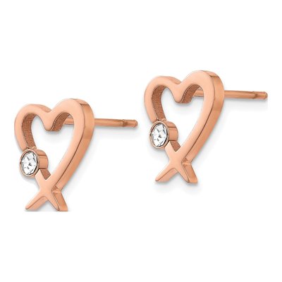 Stainless Steel Crystal Heart Stud Earrings – view 3