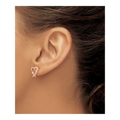 Stainless Steel Crystal Heart Stud Earrings – view 4