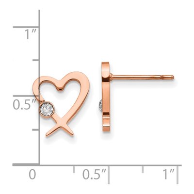 Stainless Steel Crystal Heart Stud Earrings – view 5