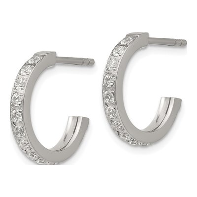Stainless Steel 15mm CZ Hoop Earrings – view 3