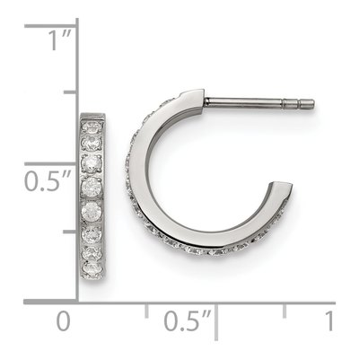 Stainless Steel 15mm CZ Hoop Earrings – view 5