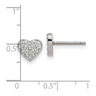 Stainless Steel CZ Heart Stud Earrings – view 5