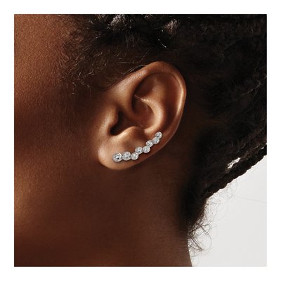 Stainless Steel CZ Ear Climbers Threader Earrings – view 4