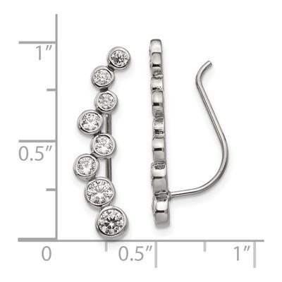 Stainless Steel CZ Ear Climbers Threader Earrings – view 5
