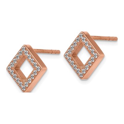 Stainless Steel CZ Diamond-Shaped Stud Earrings – view 3