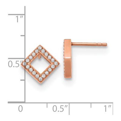 Stainless Steel CZ Diamond-Shaped Stud Earrings – view 5