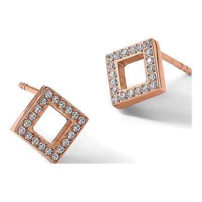 Stainless Steel CZ Diamond-Shaped Stud Earrings – view 6