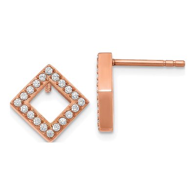 Stainless Steel CZ Diamond-Shaped Stud Earrings