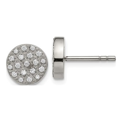 Stainless Steel CZ Stud Earrings
