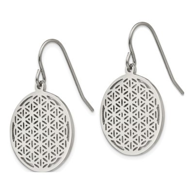 Stainless Steel Flower Cut-Out Dangle Earrings – view 3