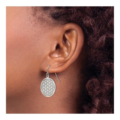 Stainless Steel Flower Cut-Out Dangle Earrings – view 4
