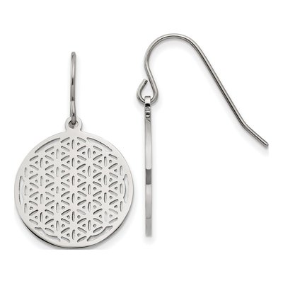 Stainless Steel Flower Cut-Out Dangle Earrings