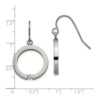 Stainless Steel CZ Circle Shepherd Hook Earrings – view 5