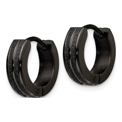 Black Stainless Steel 13mm Huggie Hoop Earrings – view 3