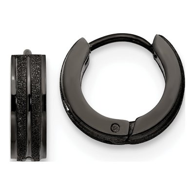 Black Stainless Steel 13mm Huggie Hoop Earrings
