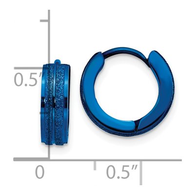 Stainless Steel 13mm Blue IP Huggie Hoop Earrings – view 5