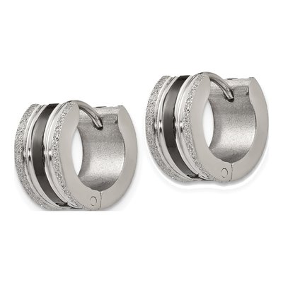 Black Stainless Steel 12mm Huggie Hoop Earrings – view 3