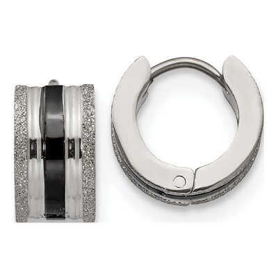 Black Stainless Steel 12mm Huggie Hoop Earrings