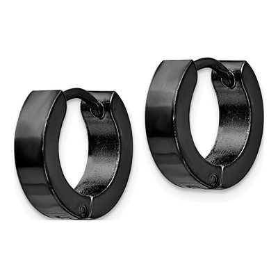 Black Stainless Steel 12mm Huggie Hoop Earrings – view 3