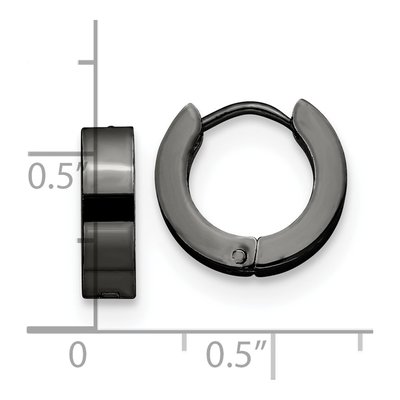 Black Stainless Steel 12mm Huggie Hoop Earrings – view 5