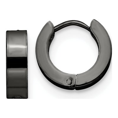 Black Stainless Steel 12mm Huggie Hoop Earrings