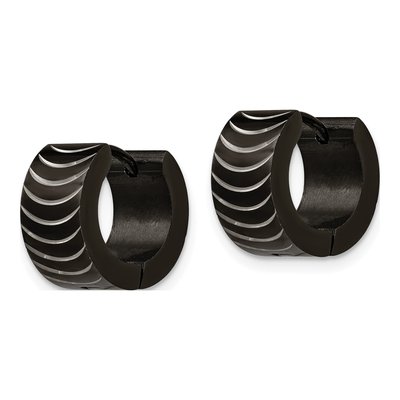 Black Stainless Steel 13mm Huggie Hoop Earrings – view 3