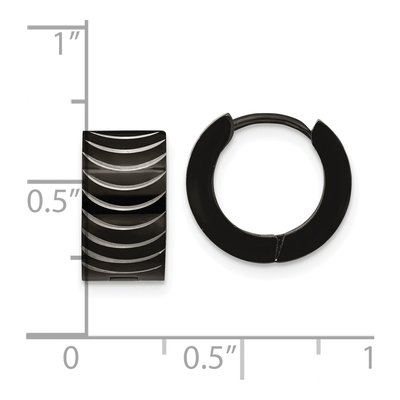 Black Stainless Steel 13mm Huggie Hoop Earrings – view 5